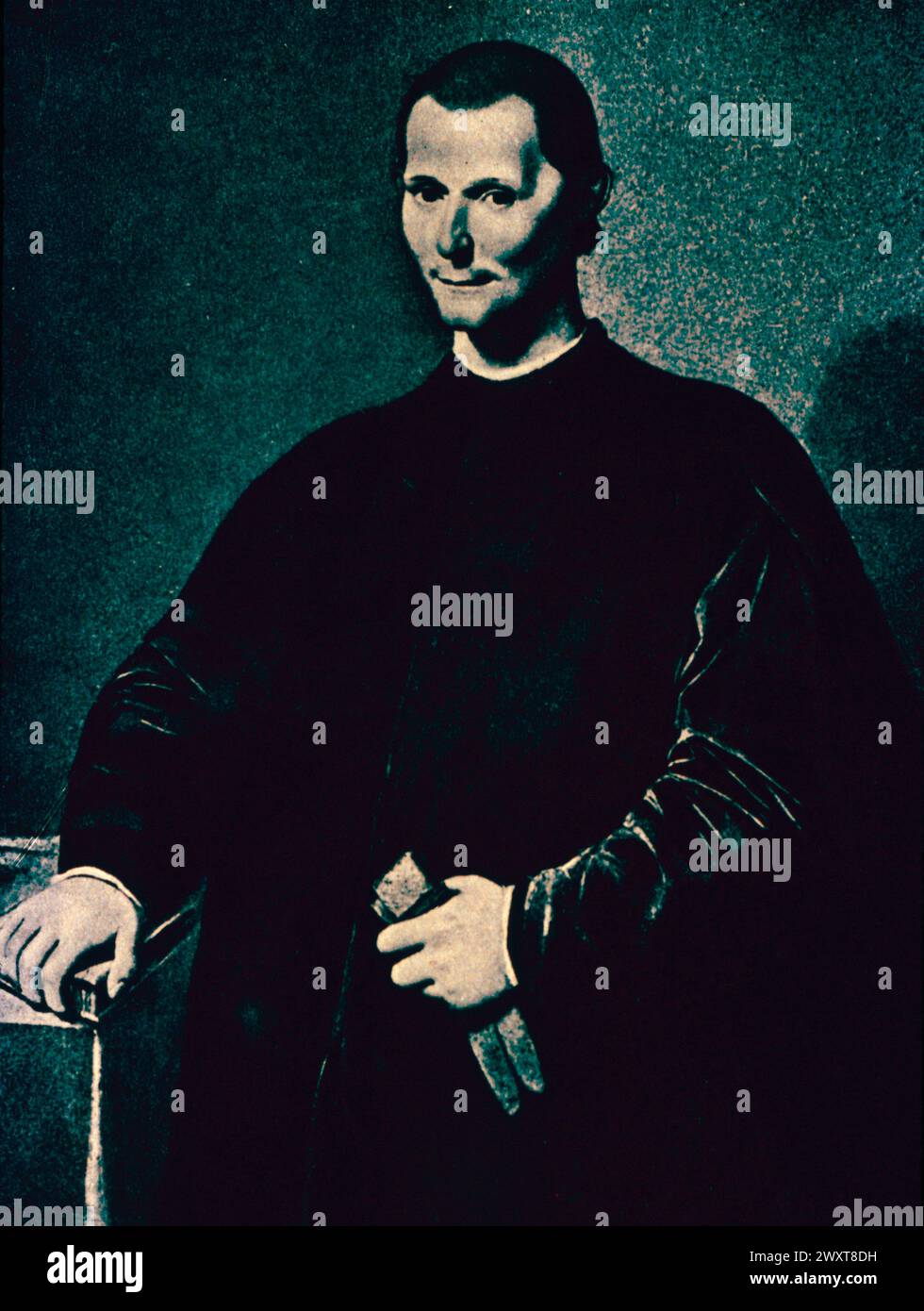 Portrait du diplomate florentin et théoricien politique Niccolò Machiavelli, Italie, peinture du XVIe siècle Banque D'Images