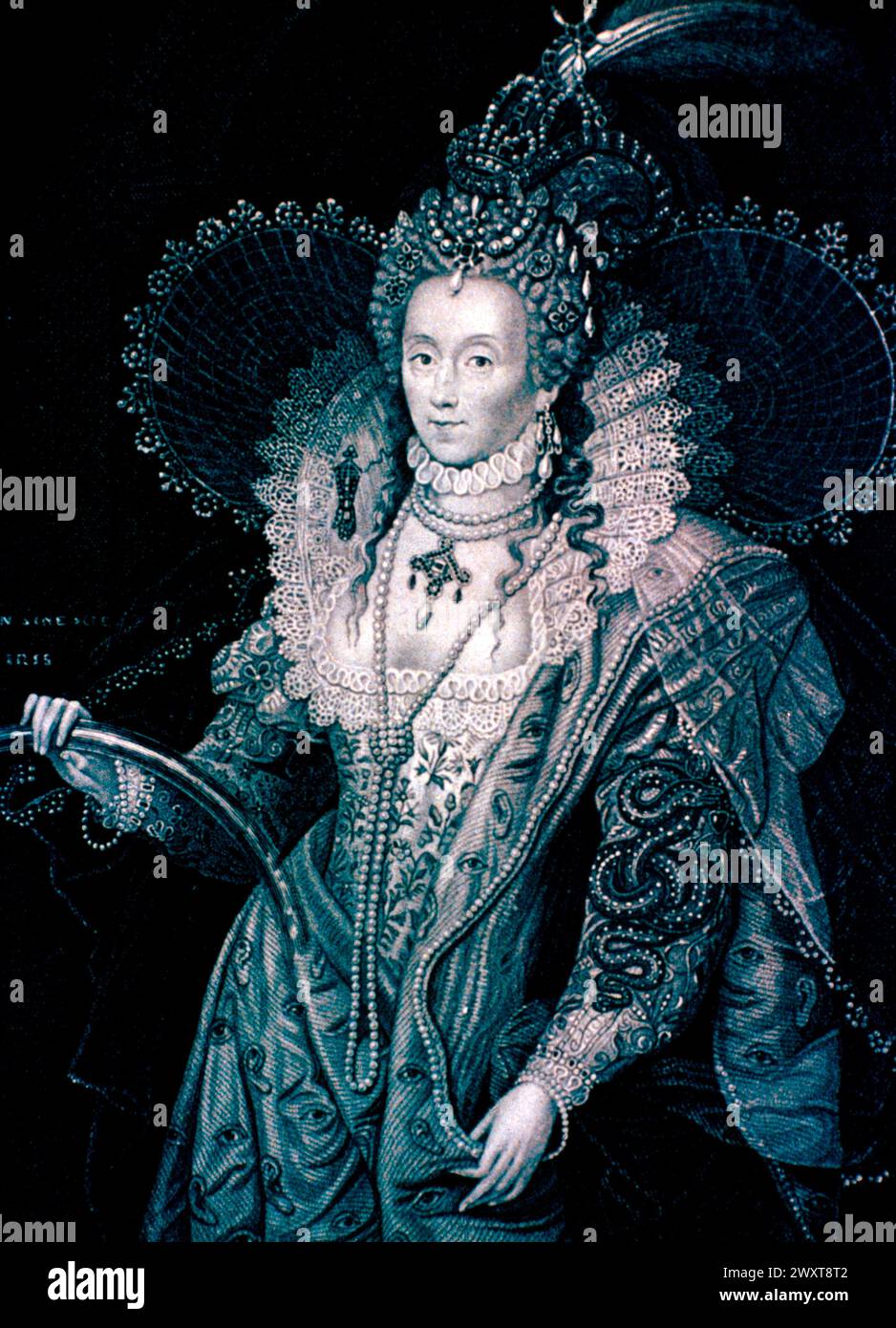Portrait de la reine Élisabeth Ire d'Angleterre, peinture du XVIe siècle Banque D'Images