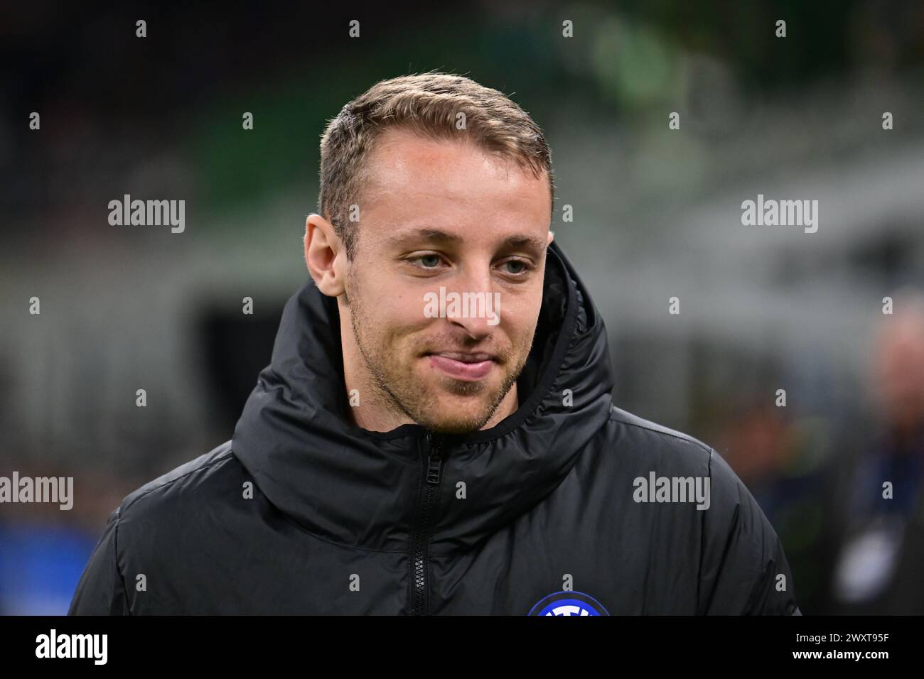 Milan, Italie. 01st Apr, 2024. Davide Frattesi de l'Inter a vu avant le match de Serie A entre l'Inter et Empoli à Giuseppe Meazza à Milan. (Crédit photo : Gonzales photo/Alamy Live News Banque D'Images