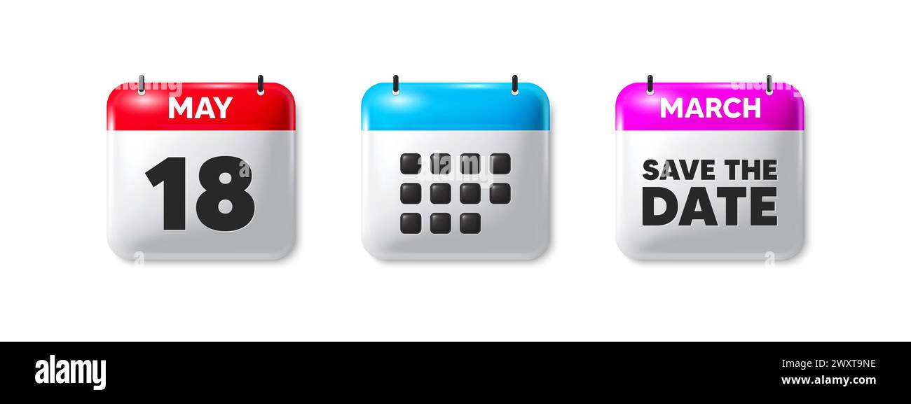 icône 18e jour du mois. Date du calendrier de l'événement. Calendrier enregistrer la date icône 3D. Vecteur Illustration de Vecteur