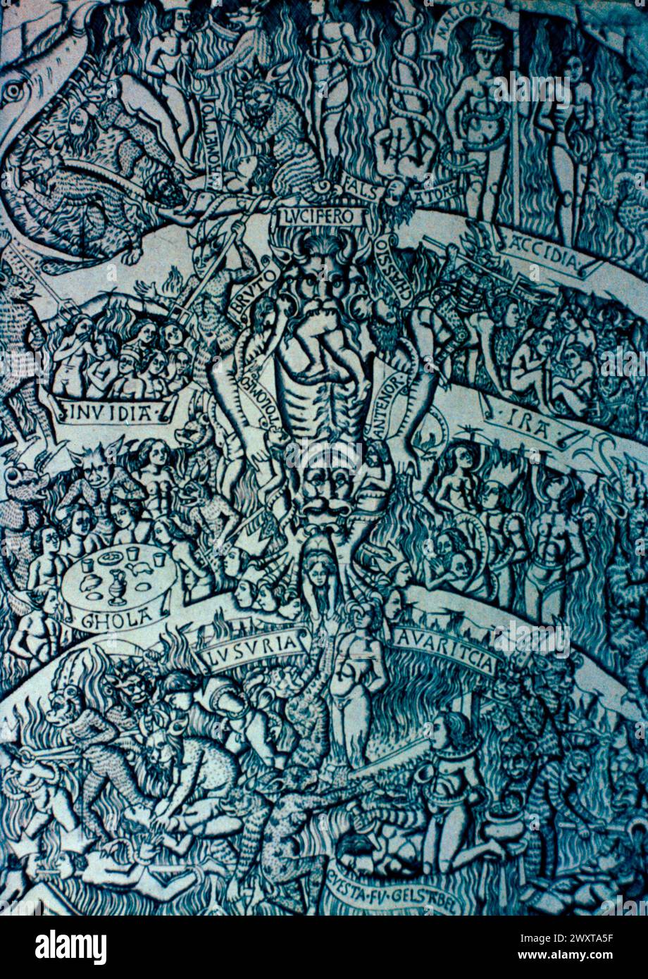Dante's Inferno, gravure florentine, XVe siècle Banque D'Images