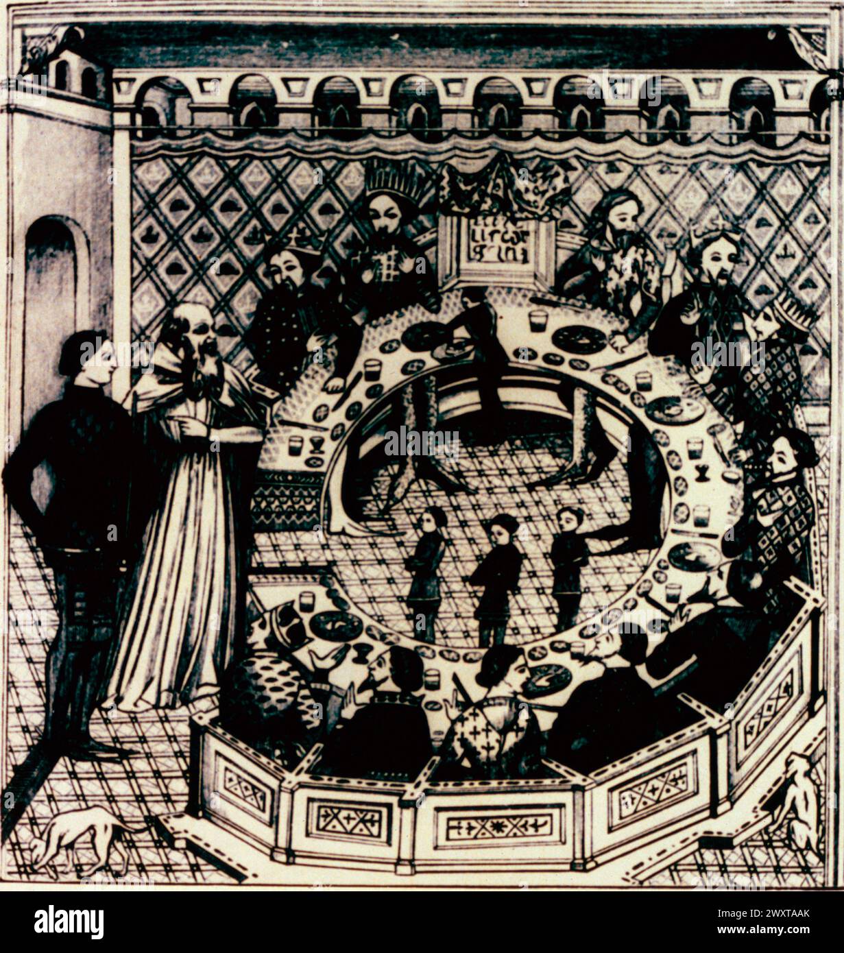Roi Arthur et les Chevaliers de la table ronde, illustration Banque D'Images
