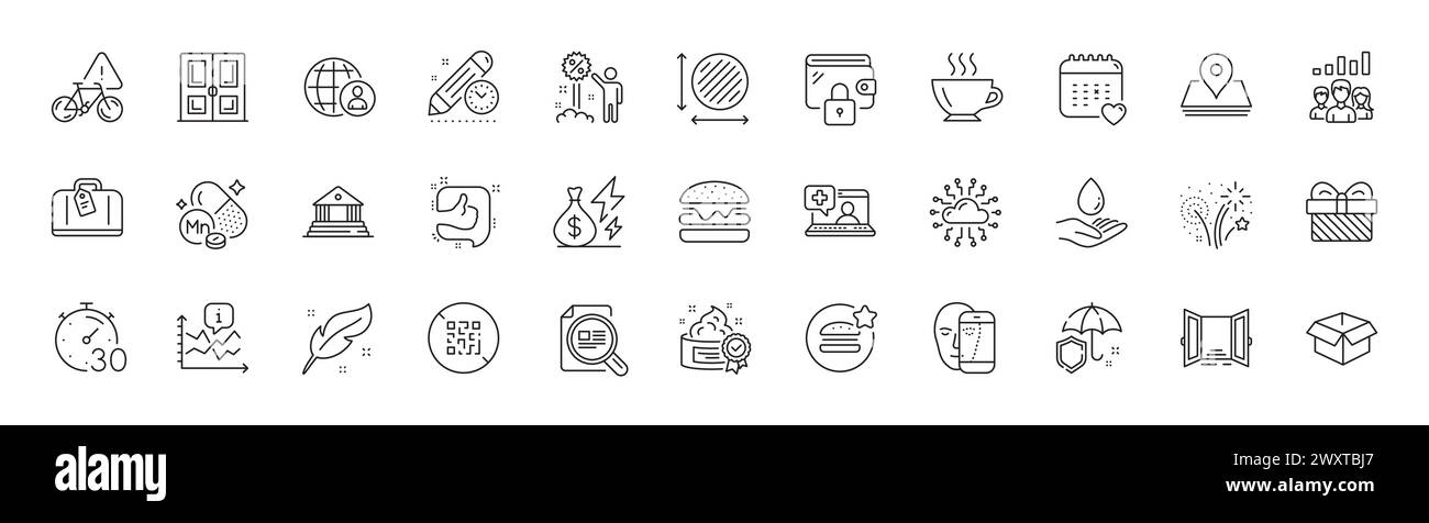 Comme, le réseau Cloud et les icônes de ligne Open Door. Pour l'application Web, impression. Icônes de ligne. Vecteur Illustration de Vecteur