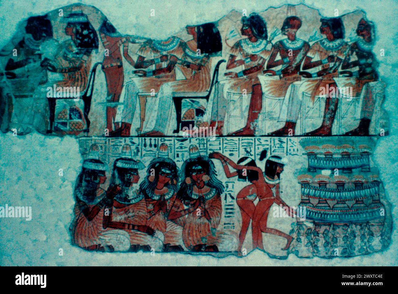 Scène de divertissement égyptienne, peinture murale, Égypte 1400 av. J.-C. Banque D'Images