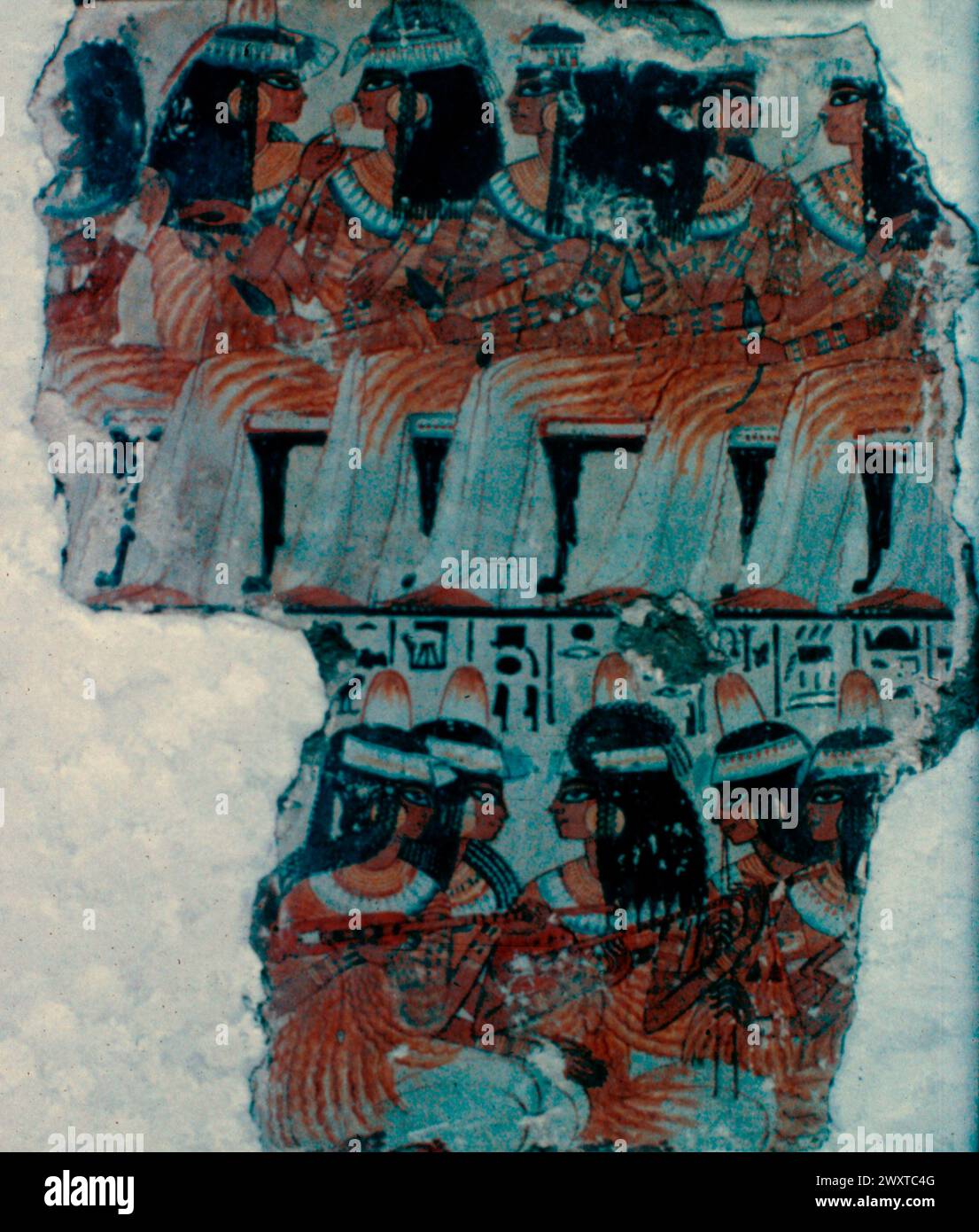 Scène de divertissement égyptienne, peinture murale, Thèbes, Égypte 1400 BC Banque D'Images