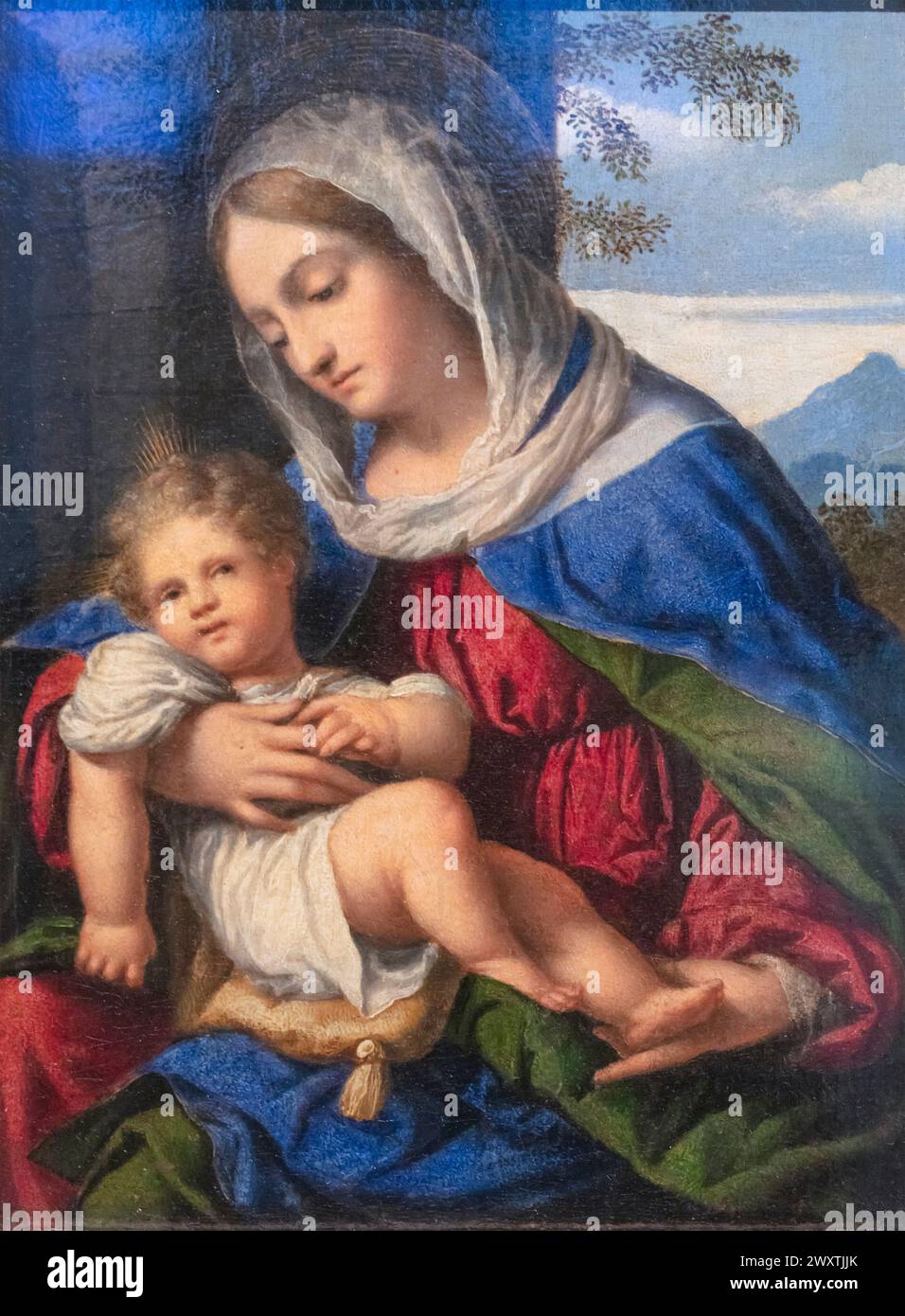 Moretto da Brescia, Vierge et enfant, XVIe siècle, Musée des Beaux-Arts Pouchkine, Moscou, Russie Banque D'Images