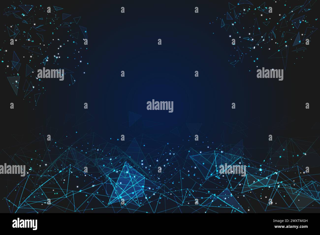 Fond bleu abstrait. Polygonale faible poly wireframe illustration ressemble à des étoiles dans le ciel nocturne blask en spase ou éclats de verre volants. Numérique avec Illustration de Vecteur