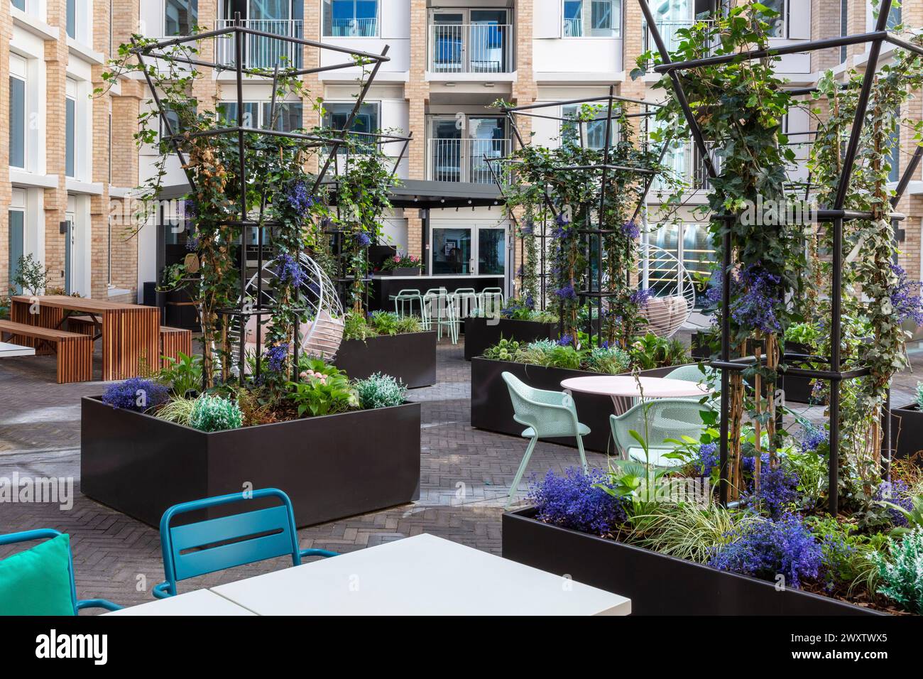 Espace de jardin commun interne. Wick Park, Londres, Royaume-Uni. Architecte : Ayre Chamberlain Gaunt , 2023. Banque D'Images
