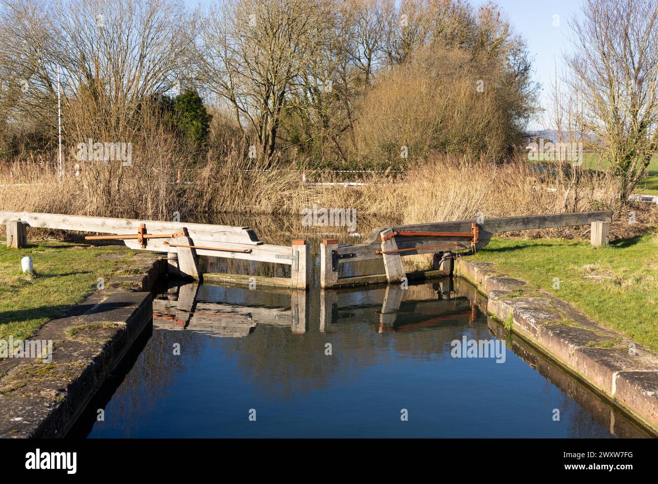 Les vestiges du canal de Stroudwater relient Framilode, la connexion originale à la rivière Severn, Gloucestershire, Angleterre, Royaume-Uni Banque D'Images