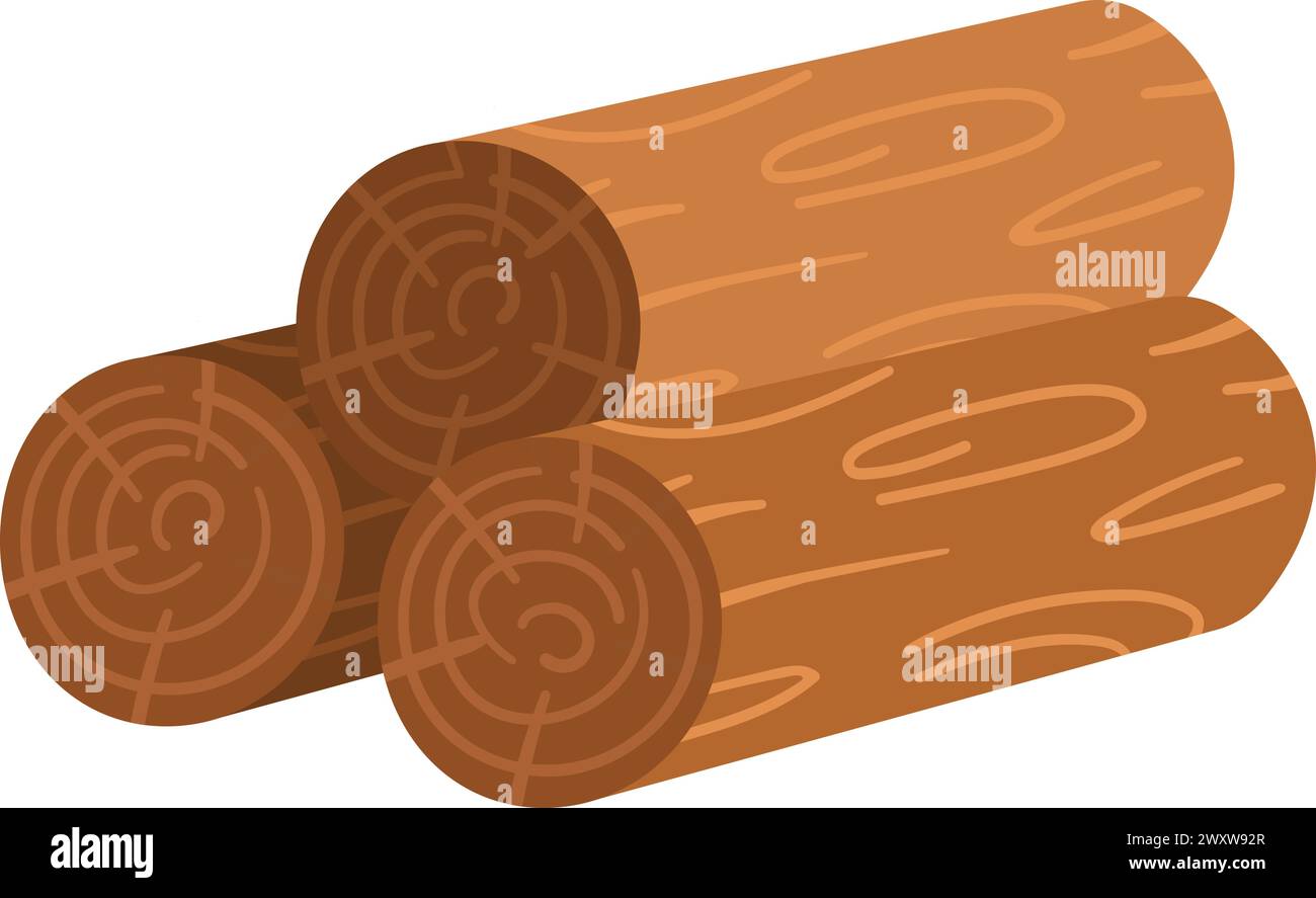 Icône de pile de rondins vectoriels. Illustration de planches de bois isolé sur fond blanc. Tableau marron en pile de bois Illustration de Vecteur