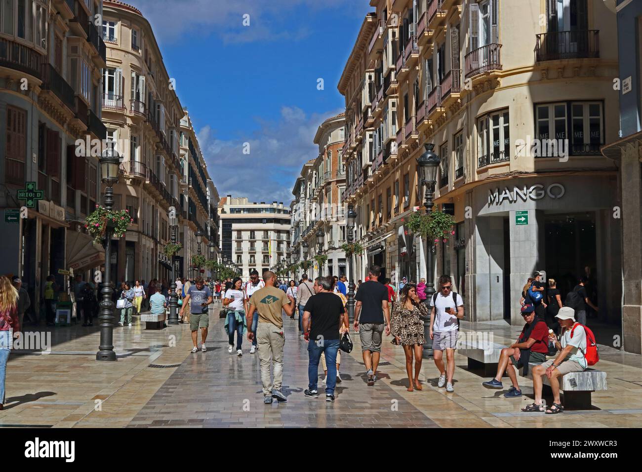Vue le long de Calle marques de Larios, Malaga Banque D'Images