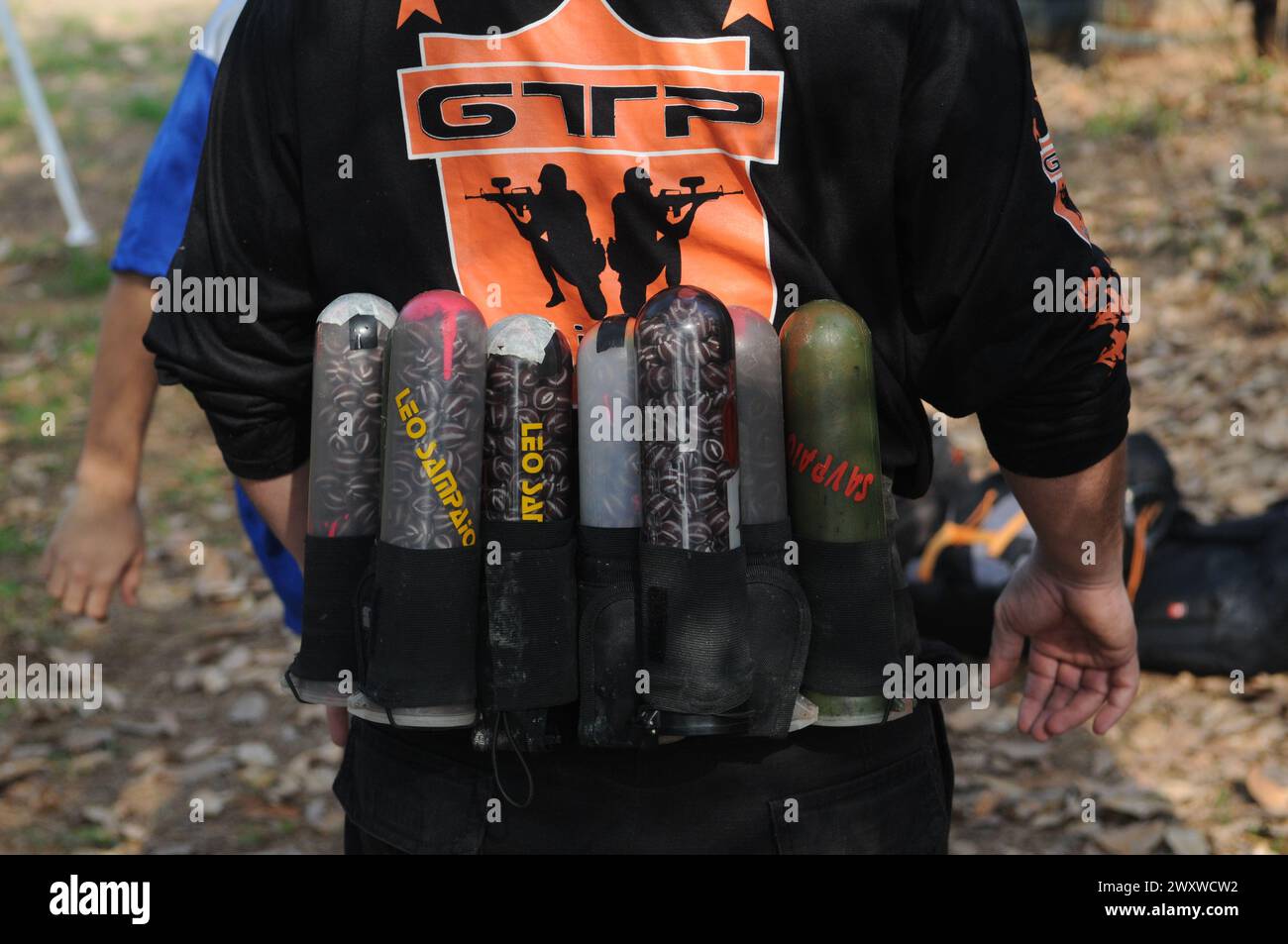 Rio de Janeiro-Brésil mars 10, 2023, entraînement de l'équipe de Paintball dans la zone nord de la ville de Rio de Janeiro, le paintball est un sport de combat, individuel Banque D'Images