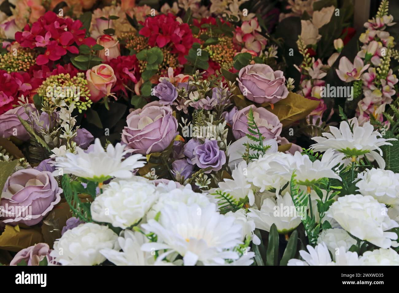Bouquets de fleurs en vente chez Florists, Cadix, Espagne Banque D'Images