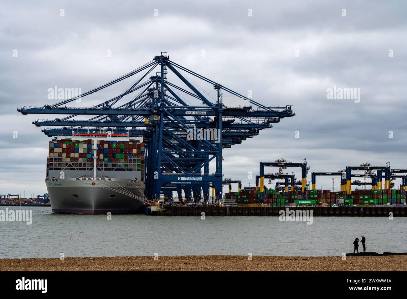 Port de conteneurs OOCL Gdynia de Felixstowe Suffolk UK Banque D'Images