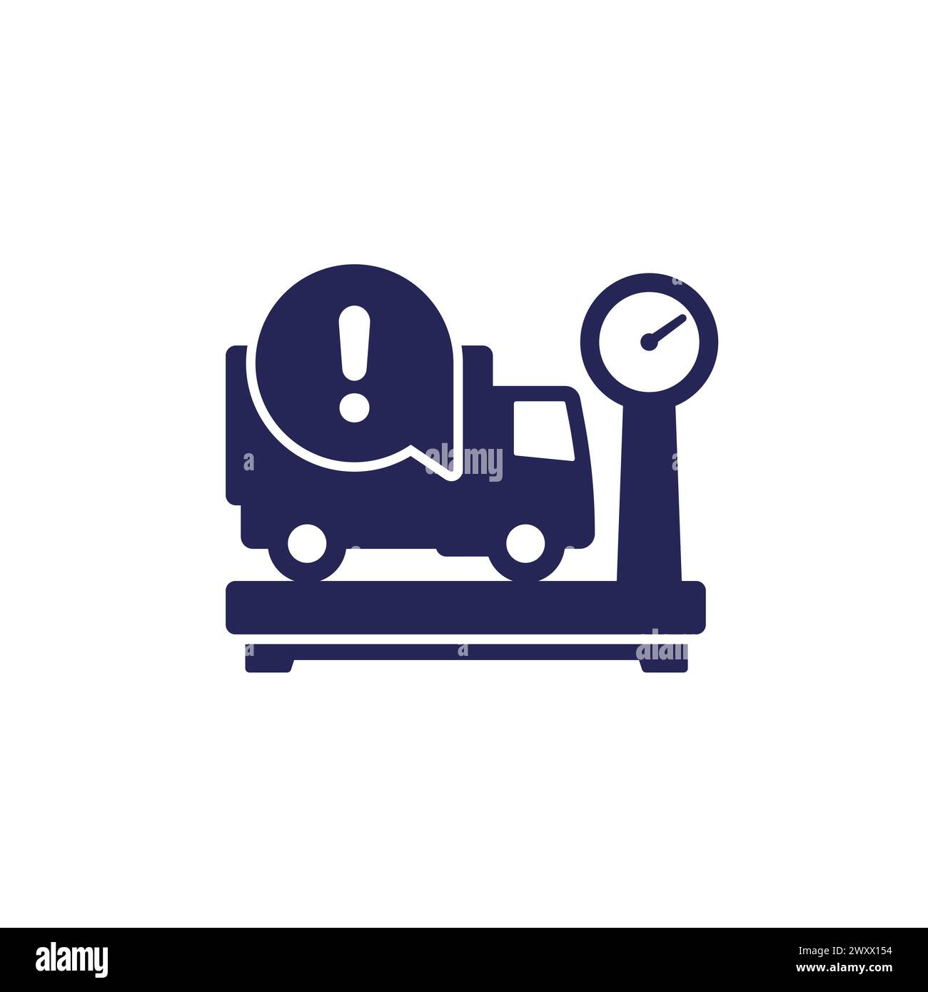 icône de poids du chariot avec panneau d'avertissement Illustration de Vecteur