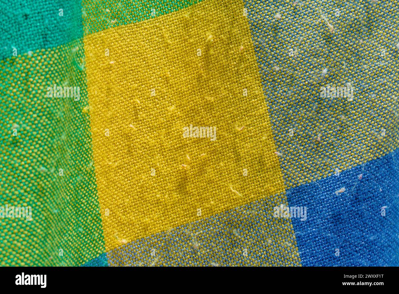 détail du tissu de laine coloré porté par l'utilisation avec quelques taches sur elle, texture du tissu Banque D'Images