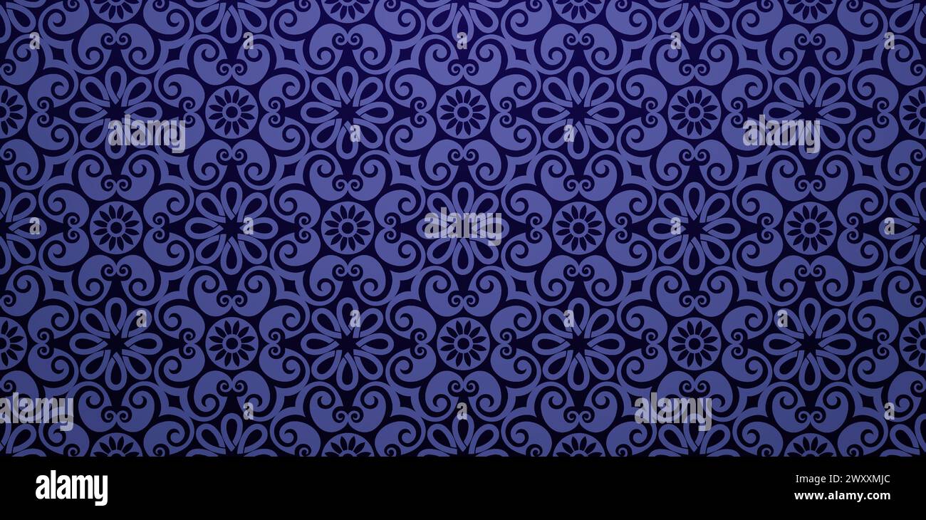 Motif sans couture styles islamiques ornent fond d'écran damassé bleu foncé vintage pour papier peint moderne à la mode ou textiles, couverture de livres Illustration de Vecteur