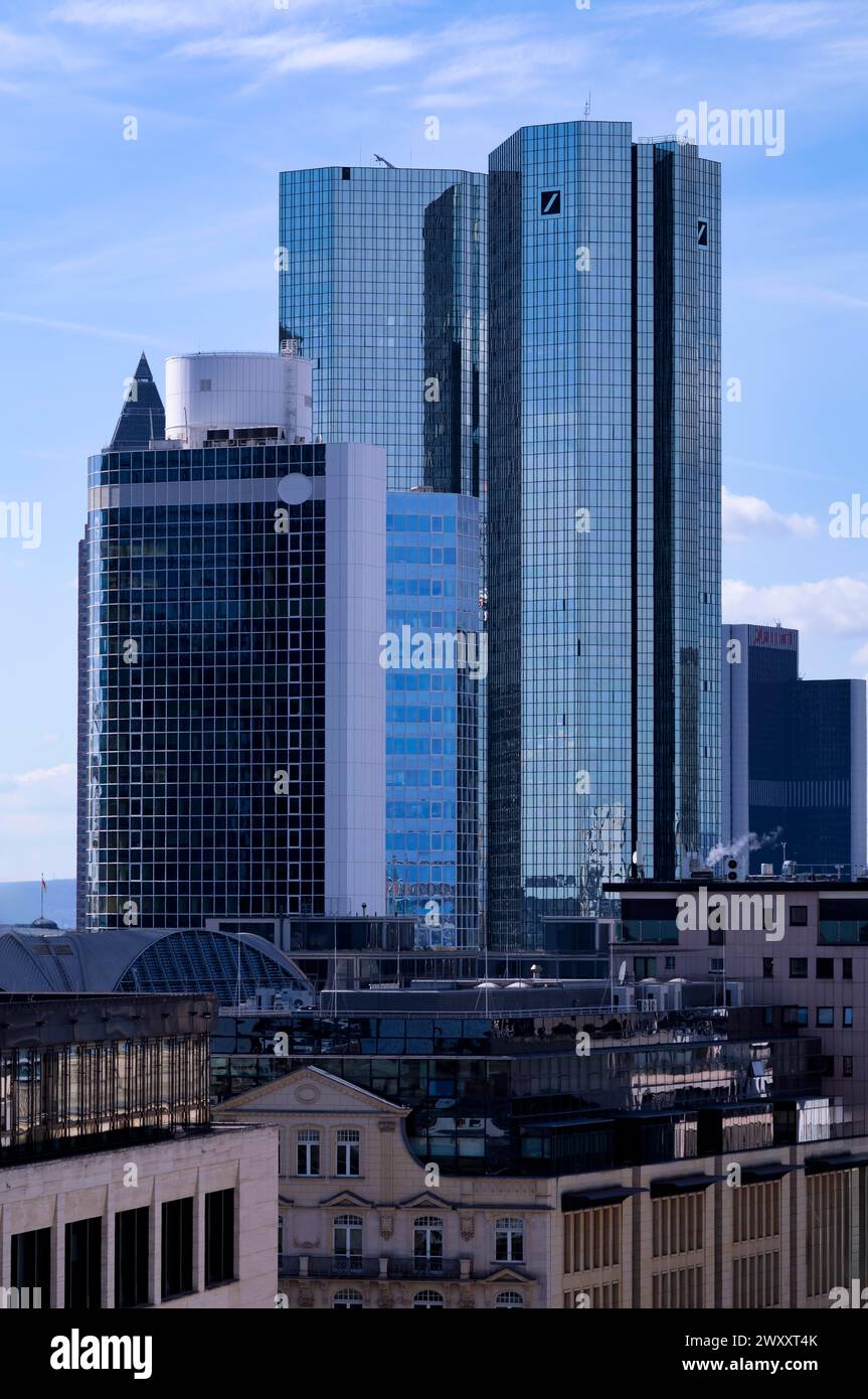 Deutsche Bank Tower, quartier financier, quartier bancaire, Francfort-sur-le-main, Hesse, Allemagne Banque D'Images