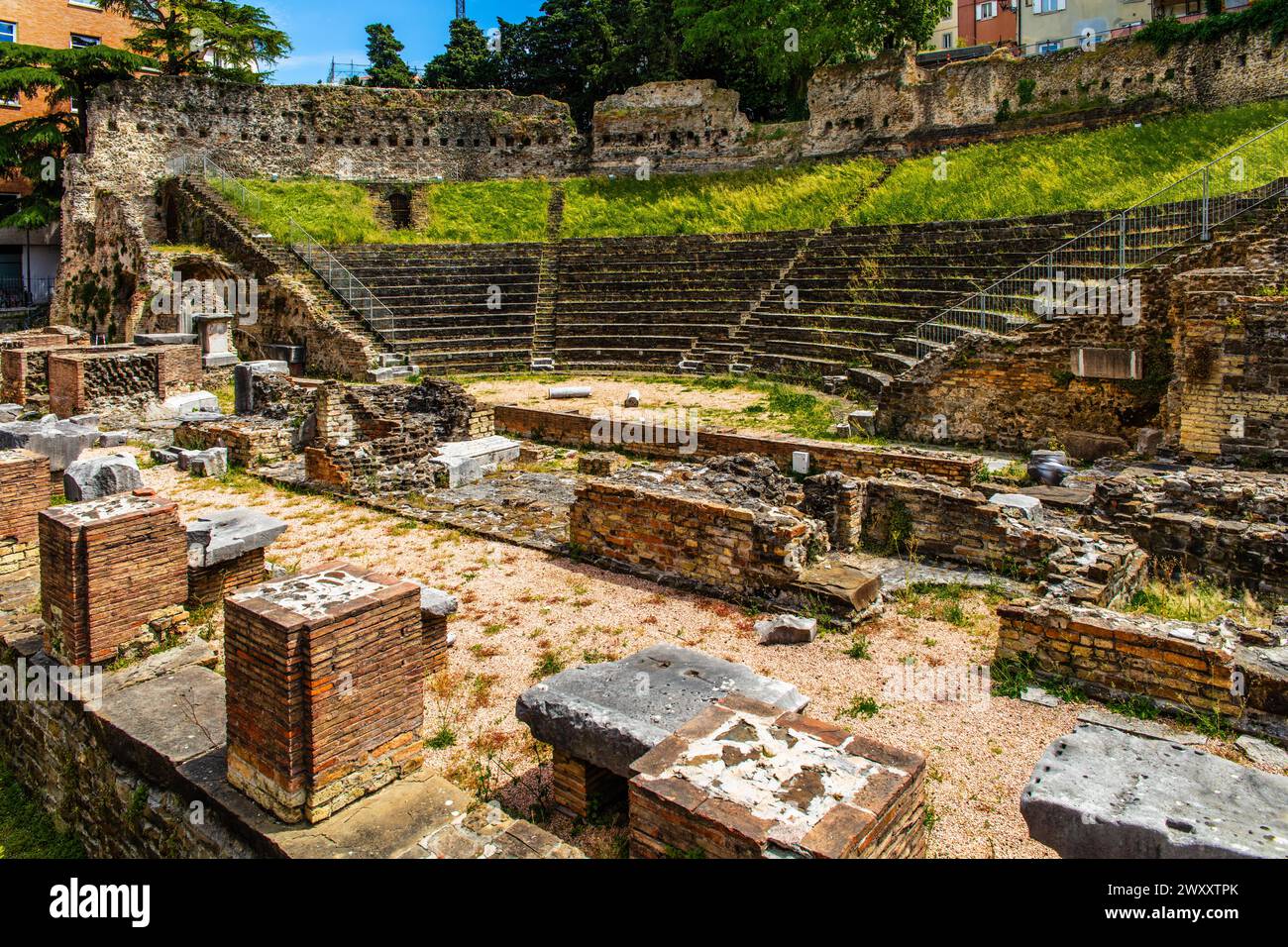 Théâtre romain au pied de la colle di San Giusto, Trieste, ville portuaire sur l'Adriatique, Frioul, Italie, Trieste, Frioul, Italie Banque D'Images