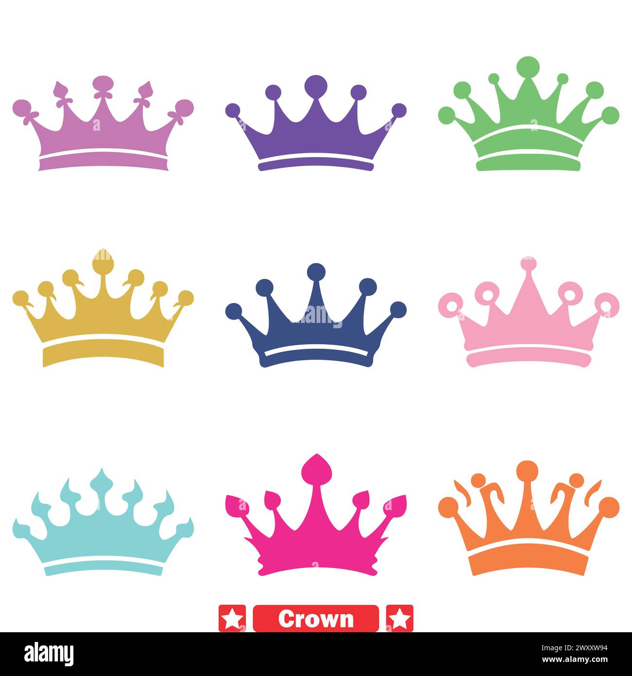 Royal Elegance superbe Crown silhouettes Set pour Noble Creations Illustration de Vecteur