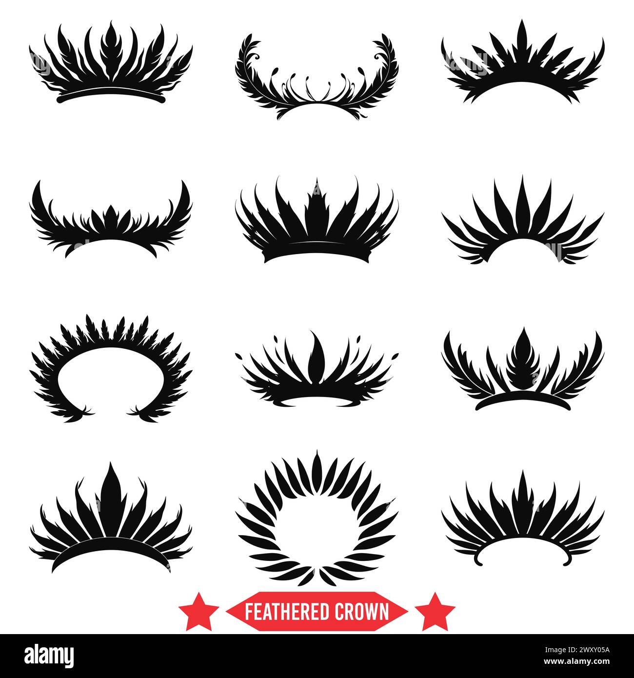 Collection Regal plumes Crown Vector Silhouette pour des designs majestueux Illustration de Vecteur