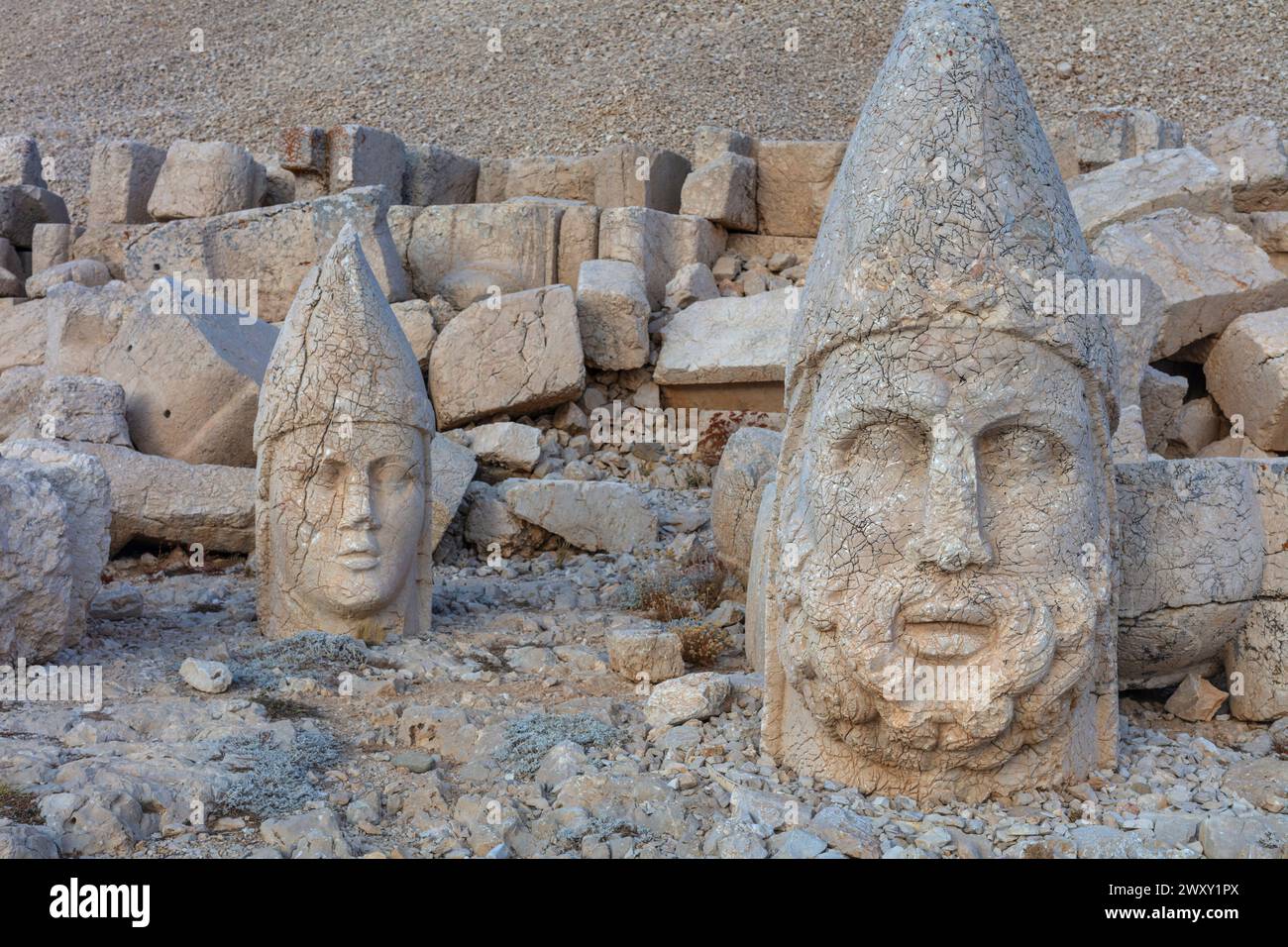 Terrasse ouest, Mont Nemrut, Nemrud, province d'Adiyaman, Turquie Banque D'Images