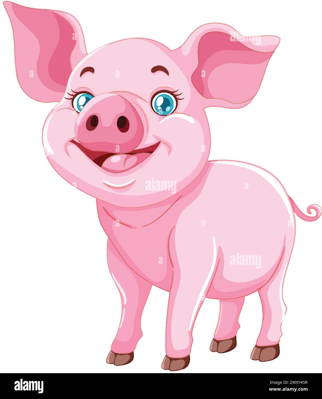Un heureux porcelet de dessin animé souriant joyeusement. Illustration de Vecteur