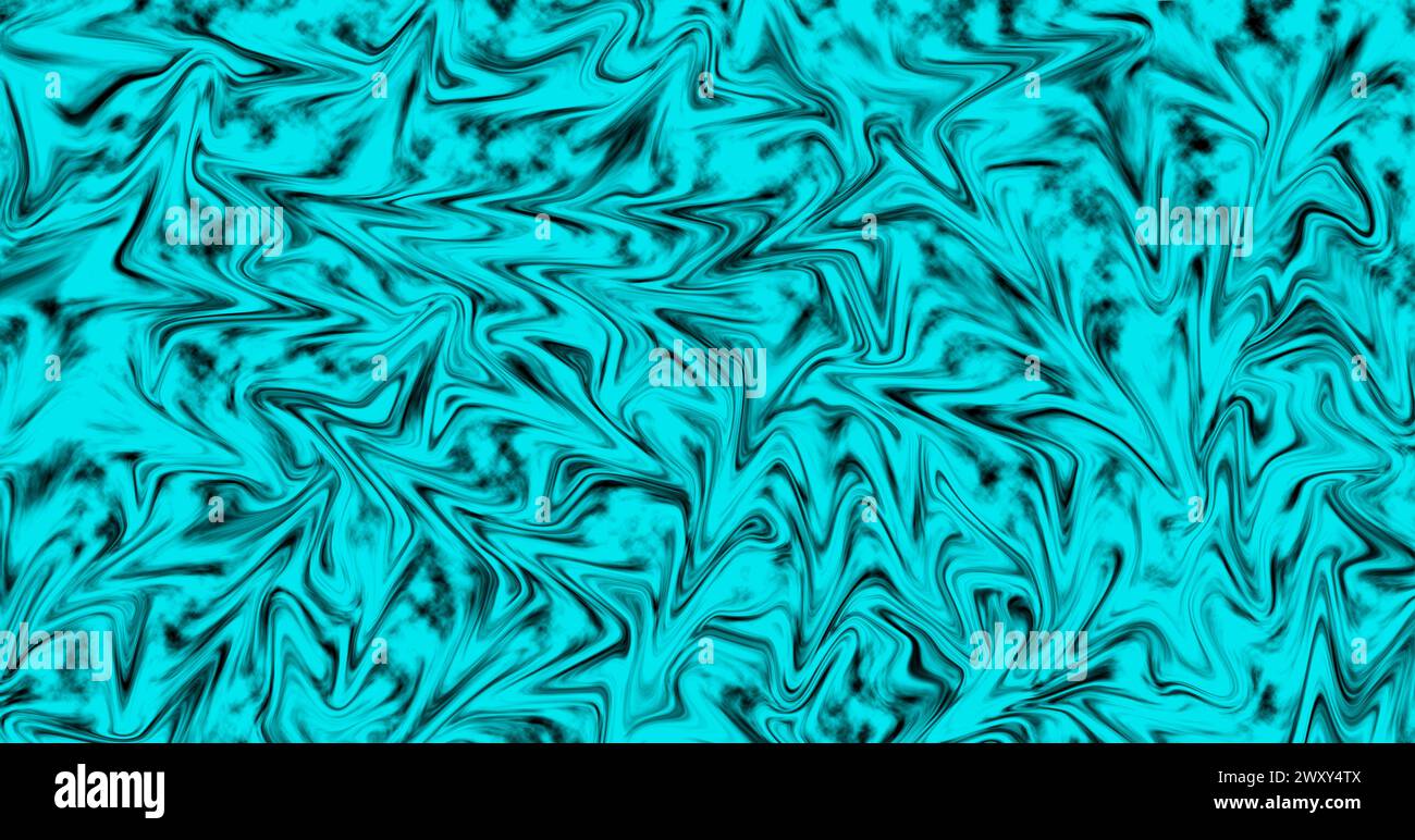 Illustration d'un motif abstrait bleu turquoise vibrant et noir Banque D'Images