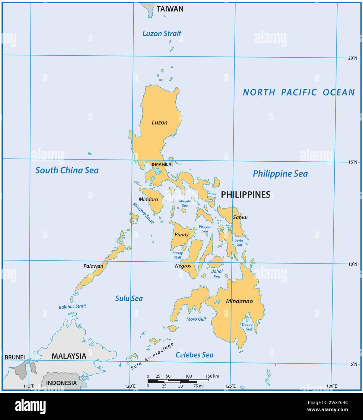 Simple carte d'aperçu de l'état insulaire asiatique des Philippines Banque D'Images Simple carte d'aperçu de l'état insulaire asiatique des Philippines Banque D'Images