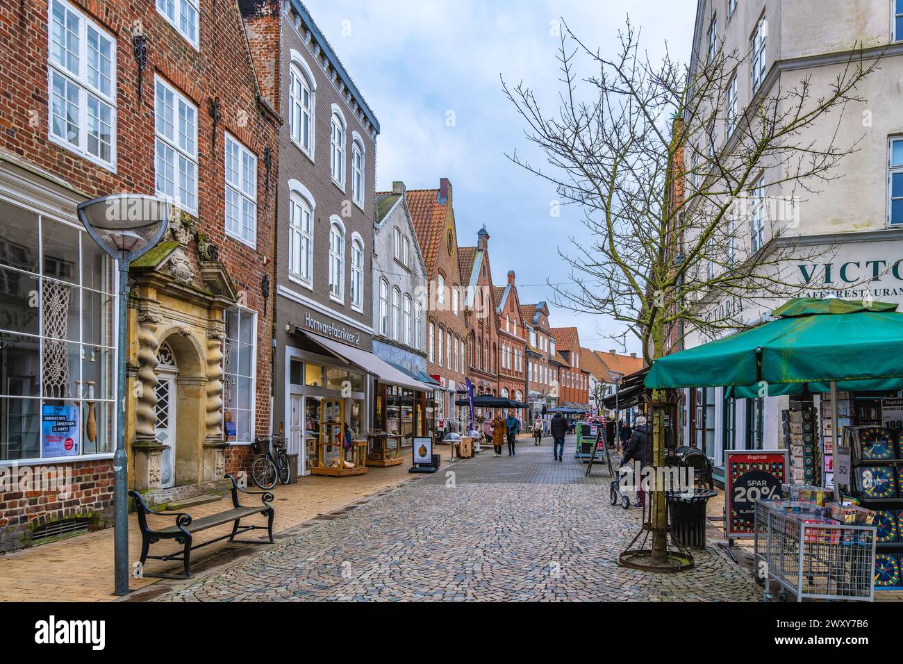 Vieilles maisons dans les rues de Tonder dans la partie sud du Danemark Banque D'Images