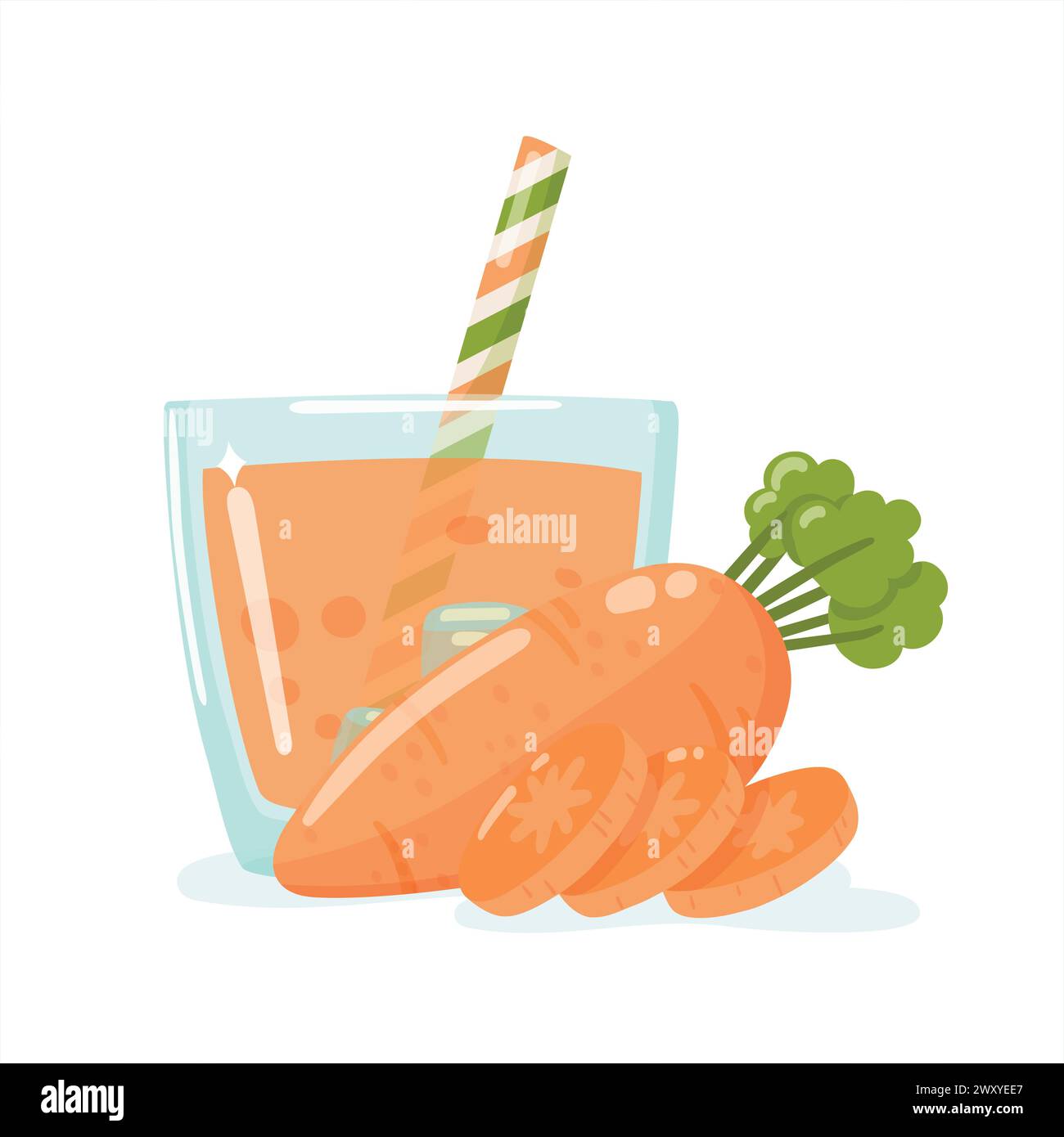 Verre avec glaces, carotte et tranches. Illustration vectorielle isolée Illustration de Vecteur