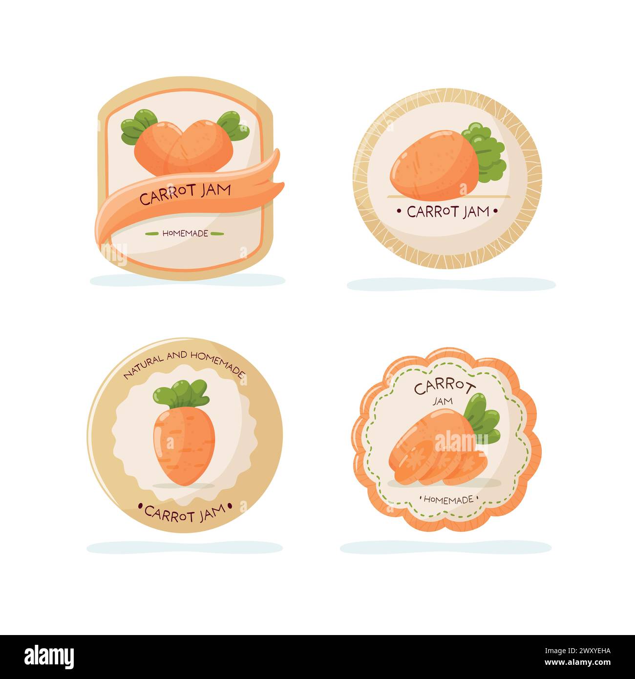 Ensemble d'étiquettes pour l'emballage de confiture de carotte. Illustration vectorielle isolée Illustration de Vecteur