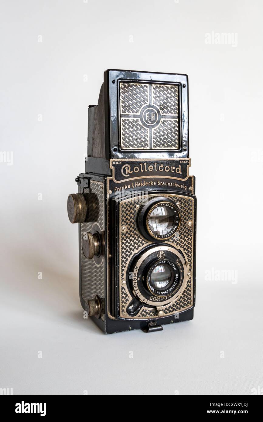 Franke & Heidecke Rolliecord I caméra nickelée Banque D'Images