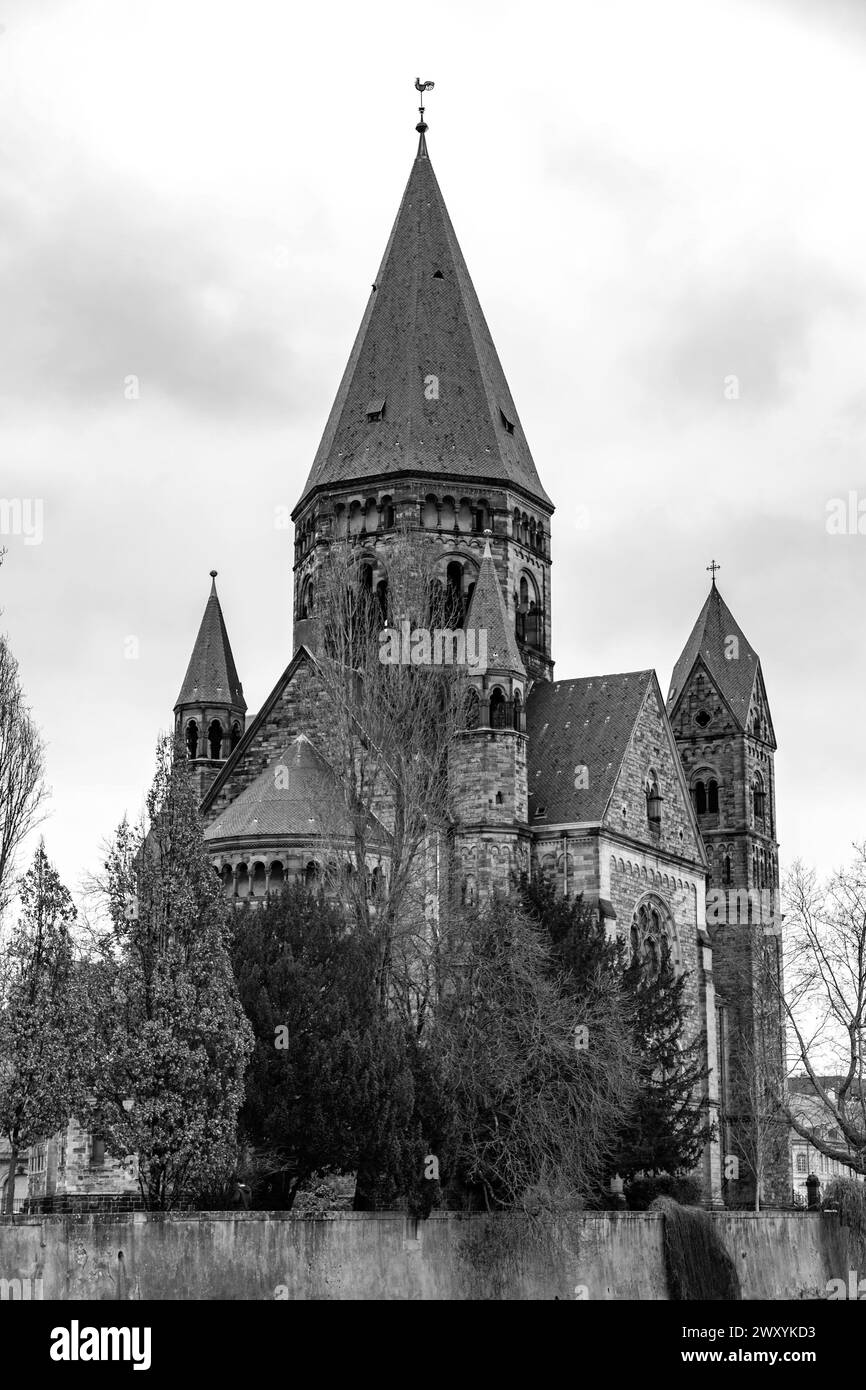 Vue extérieure du Temple neuf ou du Nouveau Temple de Metz, France. Banque D'Images