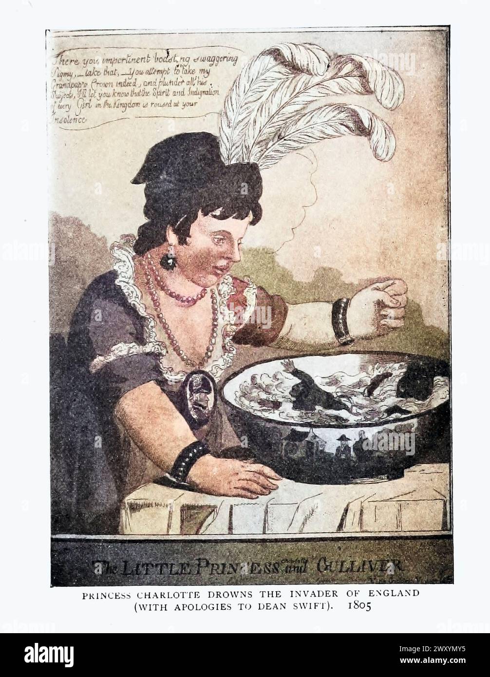 La princesse Charlotte noie l'envahisseur d'Angleterre. (Excusez Dean Swift). 1805 Napoléon et l'invasion de l'Angleterre : l'histoire de la grande terreur Banque D'Images