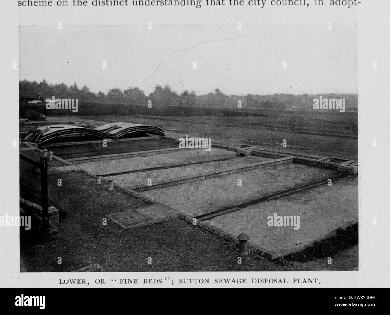 LITS INFÉRIEURS, OU FINS ; SUTTON USINE D'ÉLIMINATION DES EAUX USÉES DE L'ARTICLE PROCÉDÉS BACTÉRIENS DE PURIFICATION DES EAUX USÉES. Par Rudolph Hering. Tiré de l'Engineering Magazine consacré au progrès industriel volume XV 1898 The Engineering Magazine Co Banque D'Images