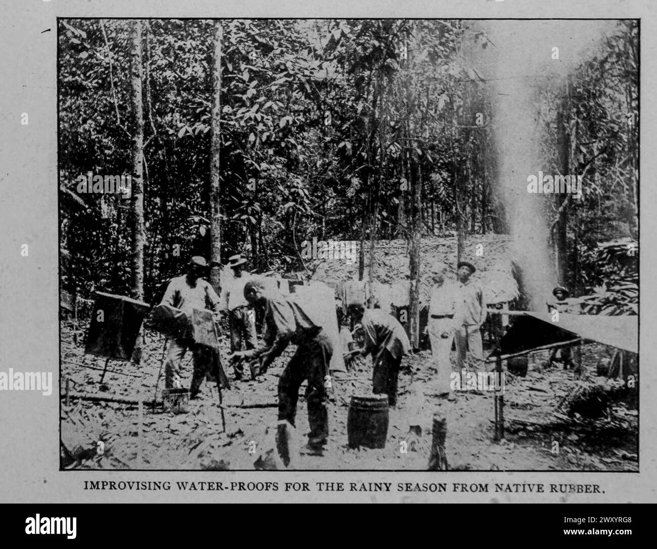 IMPROVISER DES ÉPREUVES D'EAU POUR LA SAISON DES PLUIES DE NATIF RUBBER.FROM L'ARTICLE LA RÉGION DES MINES D'OR DARIEN EN COLOMBIE. Par Eduardo J. Chibas. Tiré de l'Engineering Magazine consacré au progrès industriel volume XVI octobre 1898 - mars 1899 The Engineering Magazine Co Banque D'Images