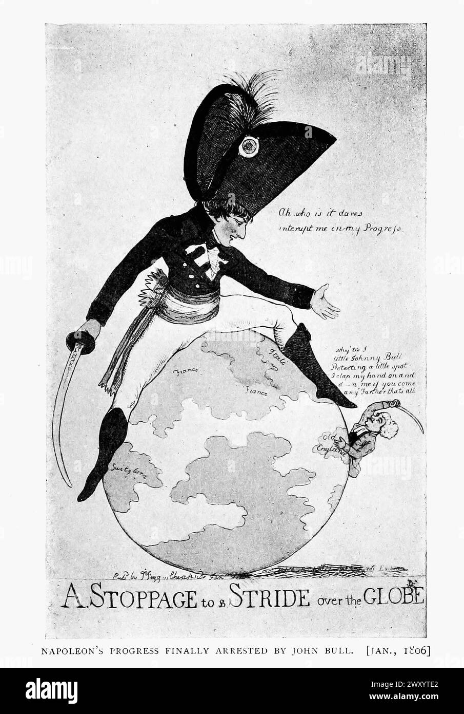 Le progrès de Napoléon finalement arrêté par John Bull. Janvier 1806 Napoléon et l'invasion de l'Angleterre : l'histoire de la grande terreur Banque D'Images