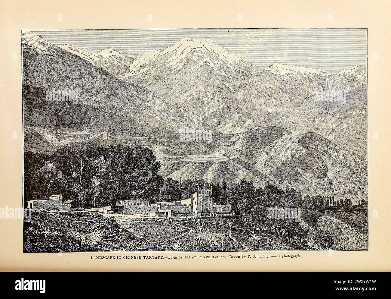 Paysage du tartre chinois - Tombeau d'Ali à Schakhmardan de Cyclopédie histoire universelle : embrassant la présentation la plus complète et récente du sujet en deux parties principales ou divisions de plus de six mille pages par John Clark Ridpath, 1840-1900 date de publication 1895 Éditeur Boston : Balch Bros Volume 7 histoire de l'homme Banque D'Images