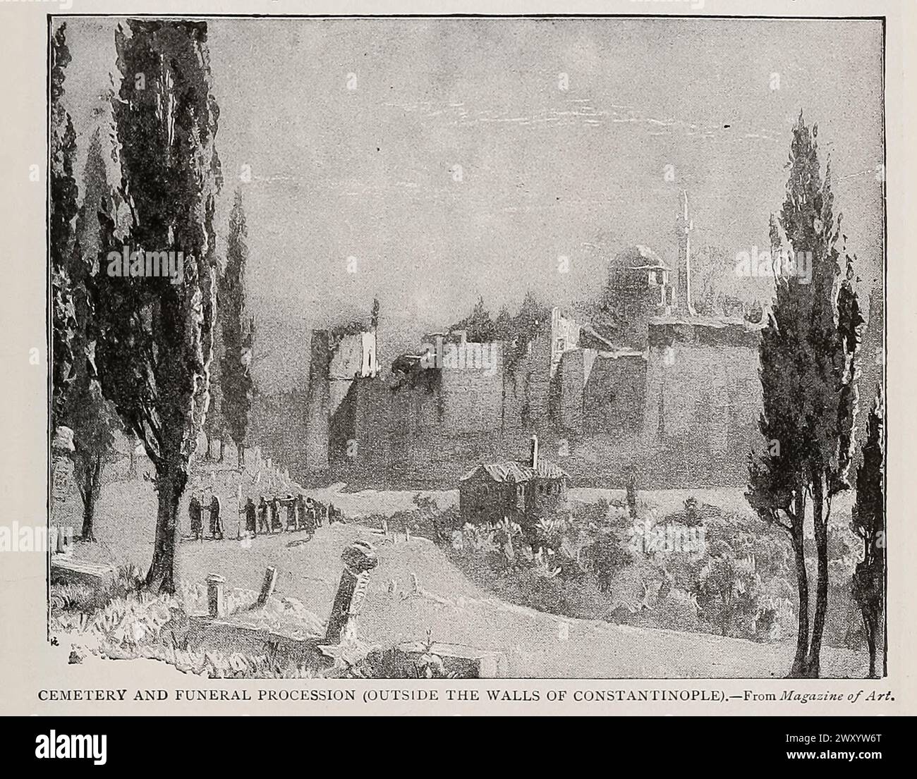 CIMETIÈRE ET CORTÈGE FUNÉRAIRE HORS DES MURS DE CONSTANTINOPLE Istanbul de Cyclopédie histoire universelle : embrassant la présentation la plus complète et récente du sujet en deux parties principales ou divisions de plus de six mille pages par John Clark Ridpath, 1840-1900 date de publication 1895 Éditeur Boston : Balch Bros Volume 7 histoire de l'homme Banque D'Images