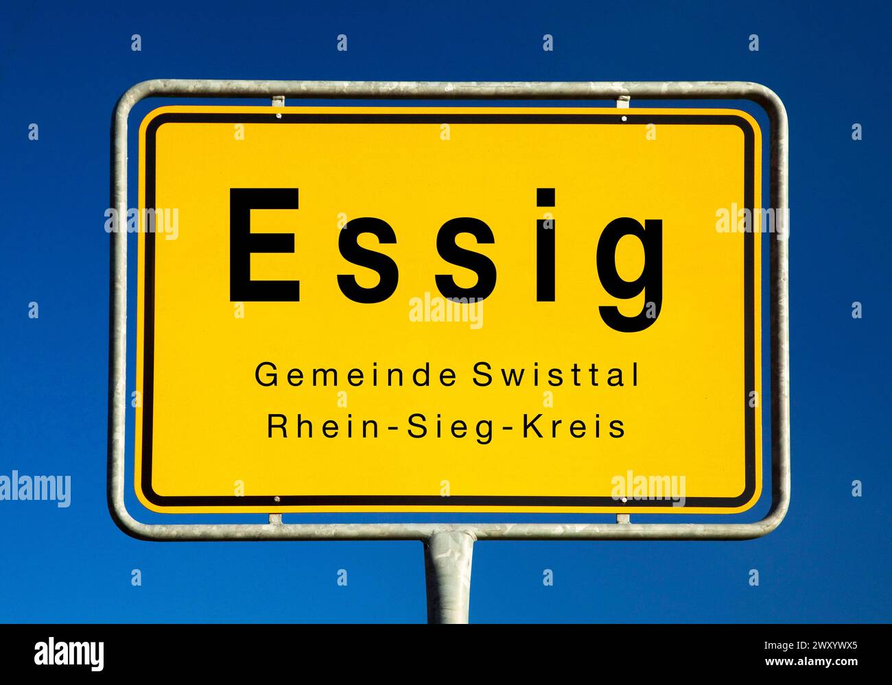 Essig Town Sign, Allemagne, Rhénanie du Nord-Westphalie, Rhin-SIEG-Kreis, Swisttal Banque D'Images
