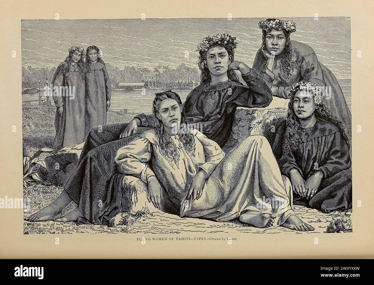 Young Women of Tahiti from Cyclopedia Universal history : embrassant la présentation la plus complète et la plus récente du sujet en deux parties principales ou divisions de plus de six mille pages par John Clark Ridpath, 1840-1900 date de publication 1895 Éditeur Boston : Balch Bros Volume 7 histoire de l'homme Banque D'Images