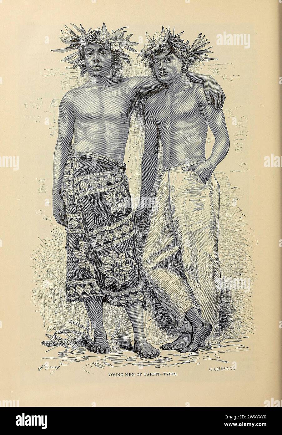 Jeunes hommes de Tahiti de Cyclopédie histoire universelle : embrassant la présentation la plus complète et la plus récente du sujet en deux parties principales ou divisions de plus de six mille pages par John Clark Ridpath, 1840-1900 date de publication 1895 Éditeur Boston : Balch Bros Volume 7 histoire de l'homme Banque D'Images