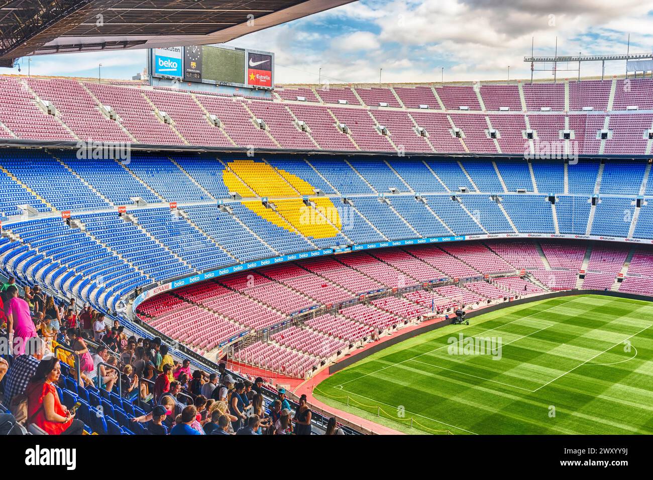 BARCELONE - 11 AOÛT : vue intérieure du stade Camp Nou, domicile du Barcelona Football Club, Catalogne, Espagne, le 11 août 2017. Avec une capacité de siège Banque D'Images