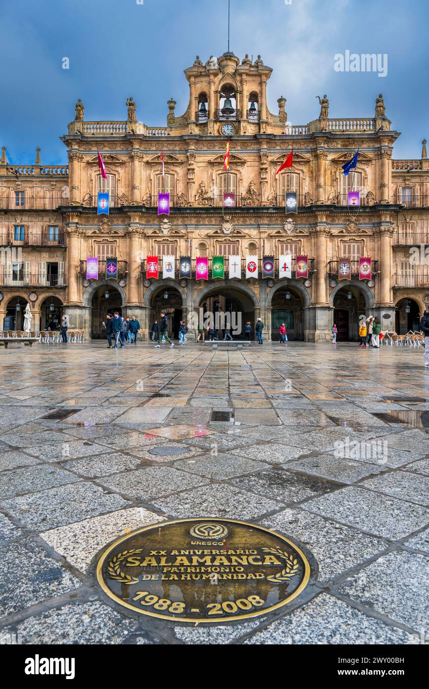 Plaza Mayor, Salamanque, Castille et Leon, Espagne Banque D'Images
