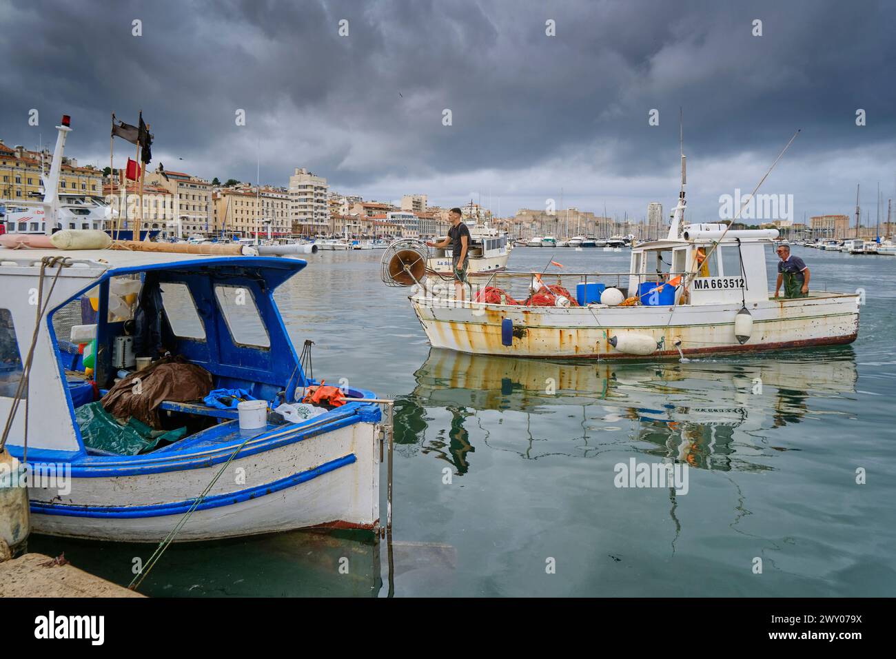 Le Vieux Port de Marseille, le centre-ville. Provence-Alpes-Côte d'Azur, France Banque D'Images