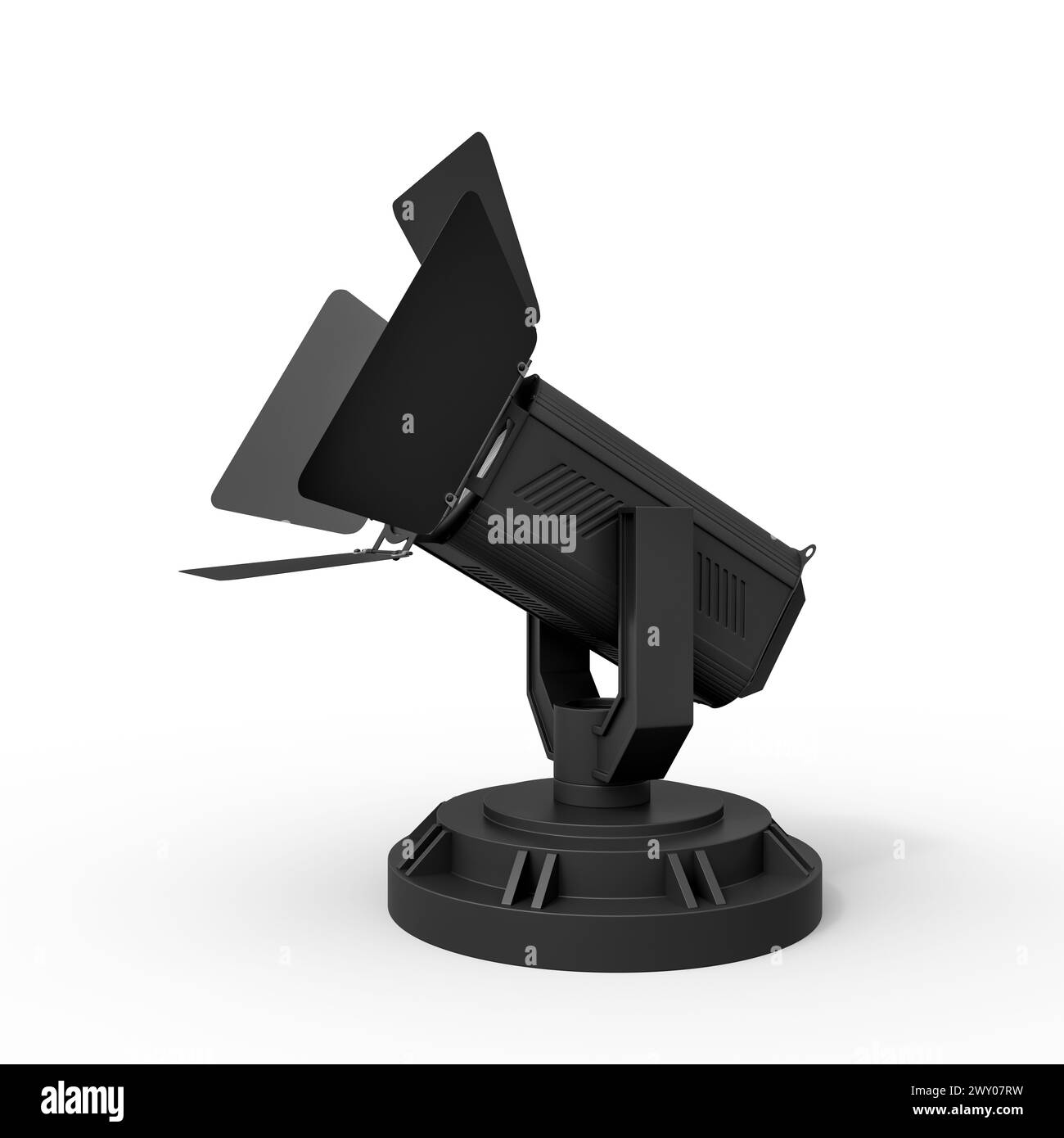 Projecteur studio noir sur un stand Banque D'Images