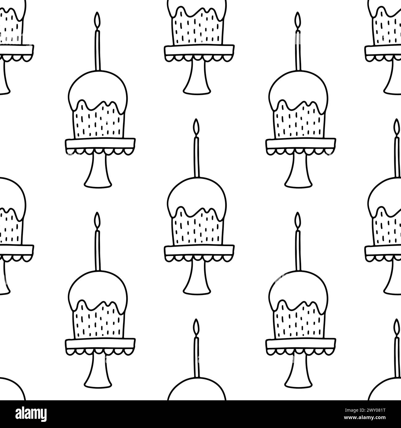 Gâteau de Pâques avec bougie Illustration de Vecteur