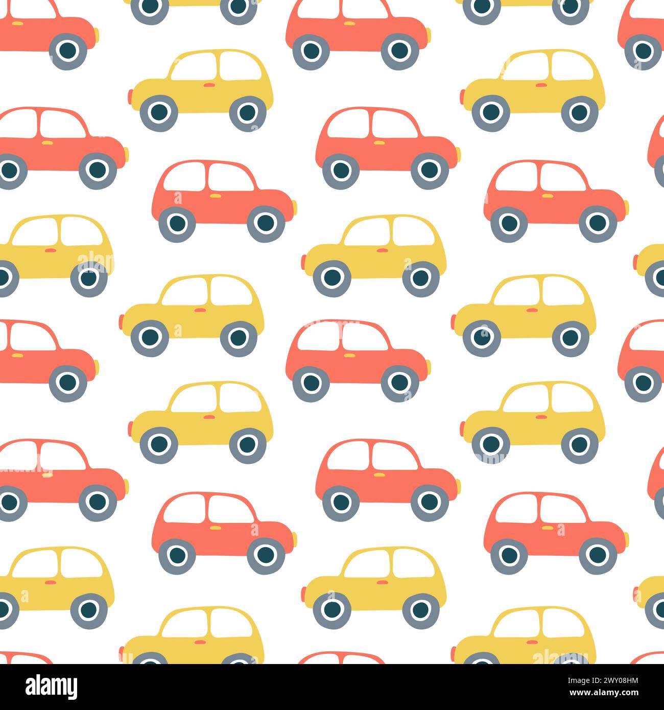 Modèle sans couture de vecteur de voitures jaunes et rouges Illustration de Vecteur