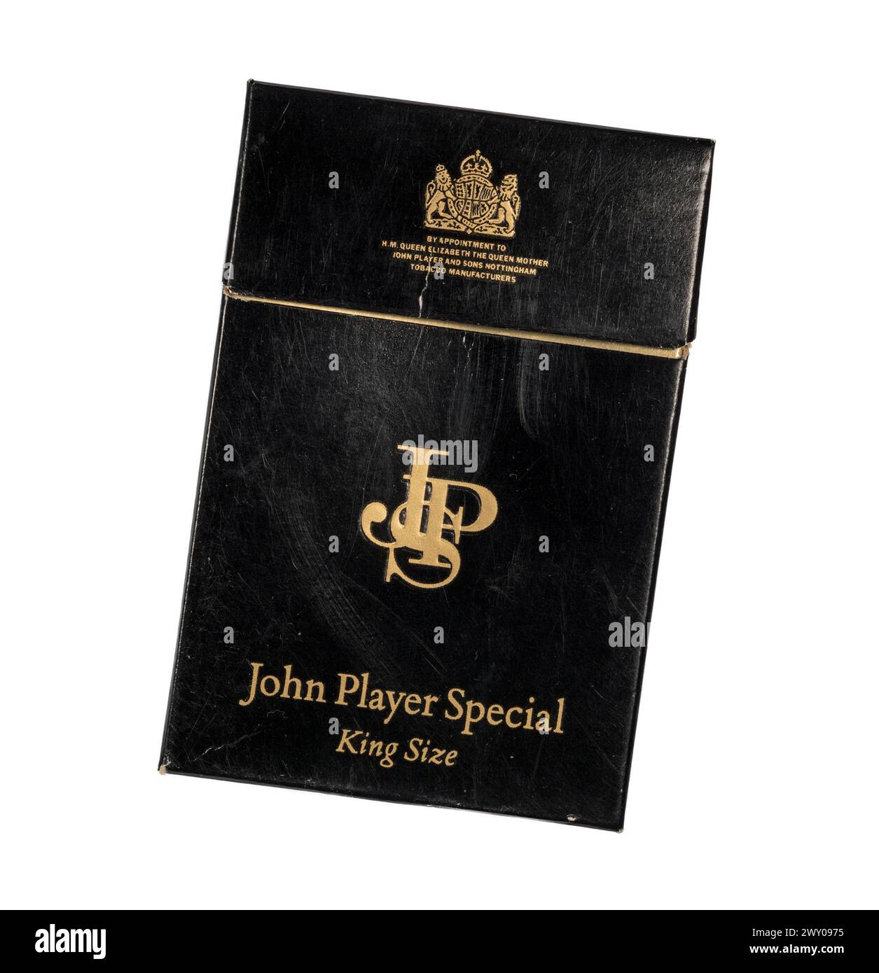 Un paquet vide original de 20 cigarettes John Player Special (JPS) d'environ 1990. Banque D'Images